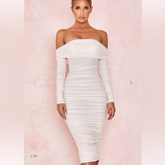 House of CB Dresses & Skirts - HOUSE OF CB “Anais” Ivory Ruched Tulle Dress BNWT CURRENTLY RETAILS $195 USD